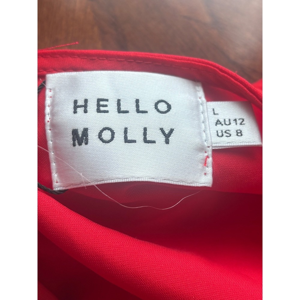 Hello Molly Red One Shoulder Ruched Puff Sleeve Mini‎ Dress US 8 nwt - Picture 10 of 16